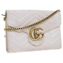 GUCCI Chain Shoulder Bag Leather White 474575 2149 Auth bs8823 - Gucci