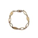 Pulseira de elo de corrente oval de metal dourado vintage - Christian Dior