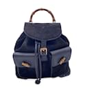 Bolsa de ombro de mochila de bambu de couro de camurça preta vintage - Gucci