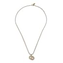Vintage Gold Metal CD Pendant Chain Necklace - Christian Dior