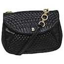 BALLY Quilted Shoulder Bag Leather Black Auth bs9082 - Bally