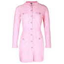 Chanel 2021 Robe pull en maille fleurie Cruise en coton rose