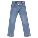 Balenciaga Slim Fit Distressed Jeans in Blue Cotton
