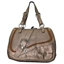 Dior Gaucho Large Tote Bag in Silver Metallic Leather