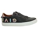 Givenchy Urban Street Sneakers with Iridescent Logo in Black Leather