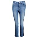 Jeans Chanel slim fit in denim con righe laterali intrecciate in cotone blu