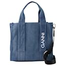 Small Recycled Tech Shopper Bag - Ganni - Synthetic - Denim