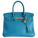 Sac Hermes Birkin 30 turquoise - Hermès