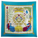 Hermes scarf 1789 FREEDOM EQUALITY FRATERNITY SILK TURQUOISE SQUARE SCARF - Hermès