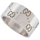GUCCI ICON GG MONOGRAM RING IN WHITE GOLD 18k Size 52 + GOLD RING BOX - Gucci