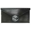 NEW MCM ENVELOPE POUCH 21CM IN BLACK SEEDED LEATHER NEW LEATHER POUCH