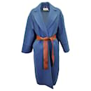 Zimmermann Ladybeetle Belted Felt Coat in Blue Wool
