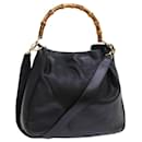 GUCCI Bamboo Shoulder Bag Leather 2Way Black Auth ac2306 - Gucci