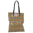 BURBERRY Nova Check Tote Bag Lona Revestida Bege Preto Autenticação 58067 - Burberry