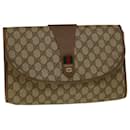 GUCCI GG Supreme Web Sherry Line Clutch Bag Beige Red 89 01 031 Auth yk9173 - Gucci