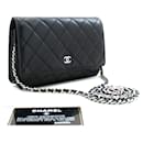 CHANEL Black Classic Wallet On Chain WOC Shoulder Bag Lambskin - Chanel