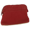 HERMES Bolide PM Pouch Canvas Rosso Auth ac2402 - Hermès
