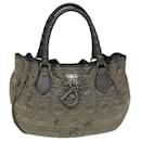 Christian Dior Lady Dior Canage Handtasche Nylon Silber Auth 57245