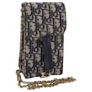 Christian Dior Trotter Canvas Chain Shoulder Pouch Navy Auth 56933