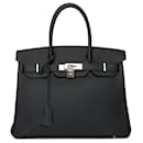 HERMES BIRKIN Tasche 30 aus schwarzem Leder - 101562 - Hermès