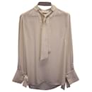 Zimmermann Tie-Neck Long-Sleeve Blouse in Cream Polyester