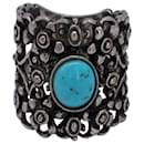 Gucci Turquoise Filigree Wide Ring in Silver Metal
