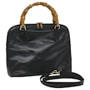 GUCCI Bamboo Shoulder Bag Leather 2way Black 000 1186 0289 auth 57796 - Gucci
