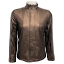 Neiman Marcus Bronze Leather Jacket with Monili Detail - Autre Marque