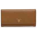 Prada Brown Saffiano Lux Continental Wallet
