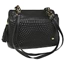 BALLY Quilted Shoulder Bag Leather Black Auth fm2844 - Bally