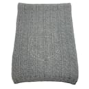 Chanel Grey Cashmere Cable Knit Scarf with Chain Logo