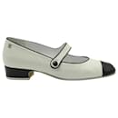 Chanel Cap Toe Mary Janes in White Leather