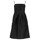 Dolce & Gabbana Sleeveless Ruched Evening Dress in Black Linen