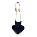 Bolsa com cordão para noite de espadas de cetim preto vintage - Yves Saint Laurent