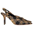 Jimmy Choo Annabell 85 Sling Back Pumps in Brown Satin
