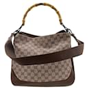 Gucci Bamboo shoulder bag in monogram canvas and leather