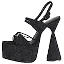 Black open-toe glitter platform heels - size EU 37 - Autre Marque