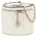 Chanel White Chain and Charm Vanity Case