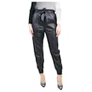 Black belted leather trousers - size UK 6 - Autre Marque