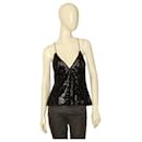 Diane Von Furstenberg DVF West Blusa tipo camisola de seda con lentejuelas en negro 8