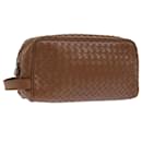BOTTEGAVENETA INTRECCIATO Clutch Bag Leather Brown Auth 57828 - Autre Marque