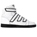 Dsquared²  Hightop Sneakers with Velcro Straps in White Leather - Dsquared2