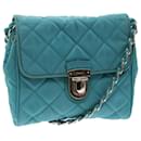 PRADA Sac à bandoulière en chaîne Nylon Bleu Turquoise Auth 56948 - Prada