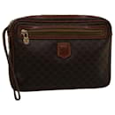 CELINE Macadam Canvas Clutch Bag PVC Leather Brown Auth 57637 - Céline