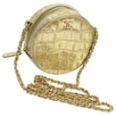 Bolsa de ombro com corrente CHANEL Couro de bezerro ouro CC Auth 57040NO - Chanel