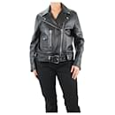 Black leather biker jacket - size UK 8 - Acne