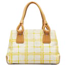 Burberry White Plaid Nylon Handbag