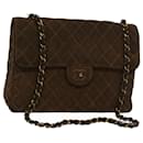 CHANEL Big Matelasse Chain Shoulder Bag Suede Brown CC Auth 57075a - Chanel