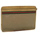 GUCCI Micro GG Canvas Web Sherry Line Clutch Bag PVC Leather Beige Auth th4109 - Gucci