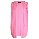Colete Chanel sem mangas com frente aberta em algodão rosa